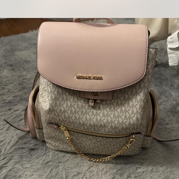 Michael Kors Blush and Cream Logo Backpack - Picture 1 of 4